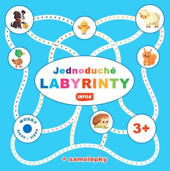 Jednoduché labyrinty - modrý zošit + samolepky