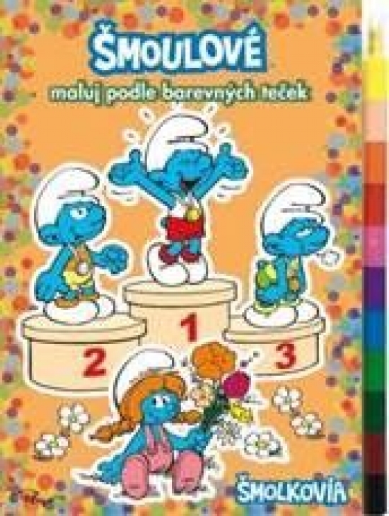 Šmolkovia: Maluj podľa farebných bodiek + MAXI voskovka